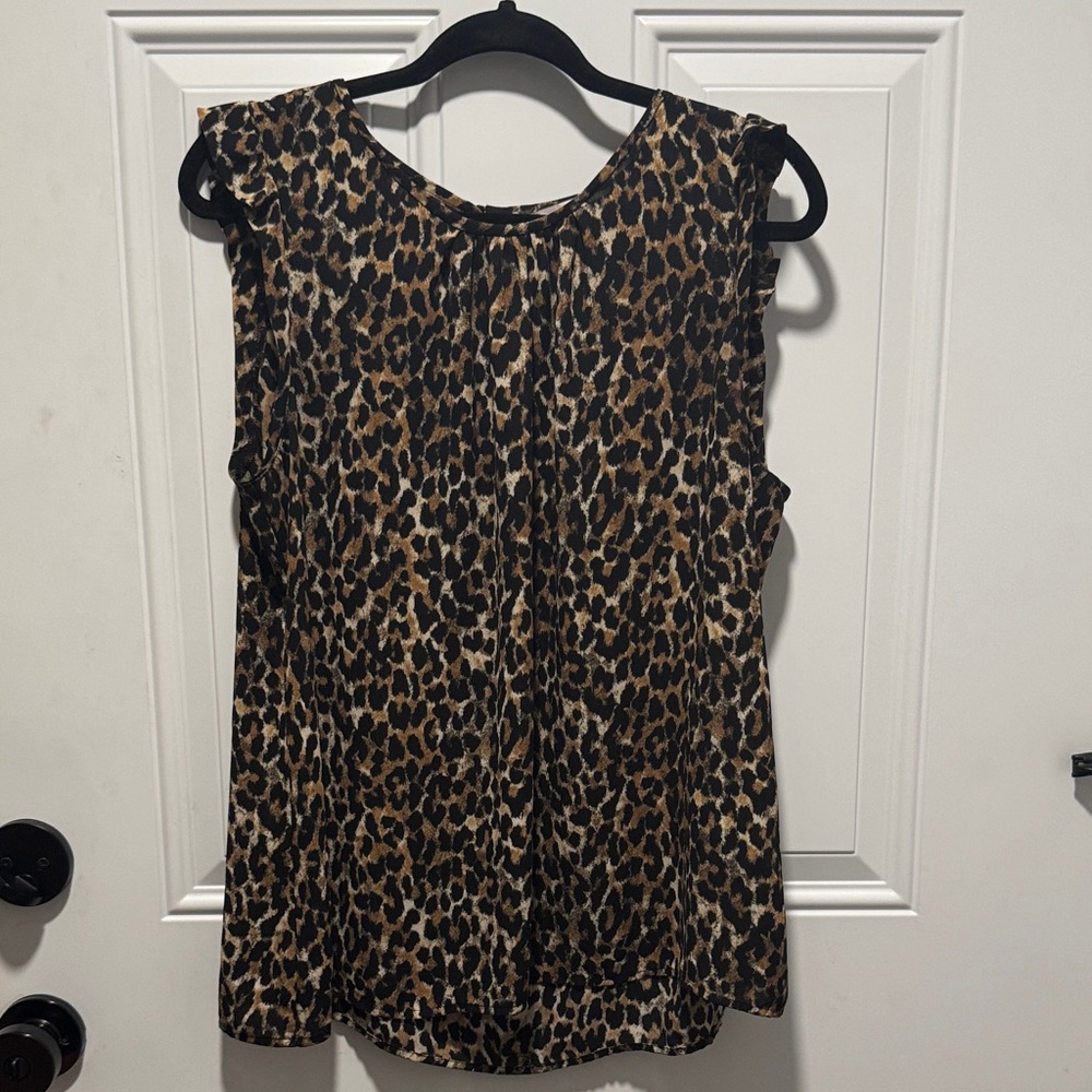 LOFT Animal Print Sleeveless Blouse